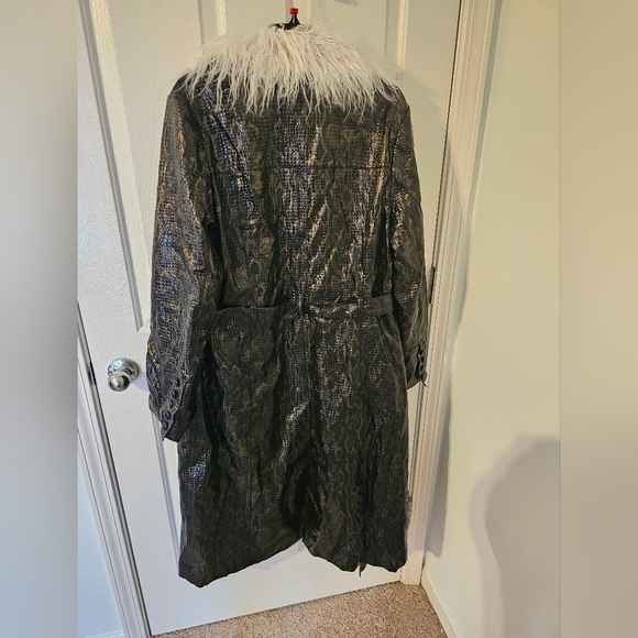 NWT Free People Vegan Midnight Train Duster Jacket Removable Faux Fur Size L - Picture 8 of 11
